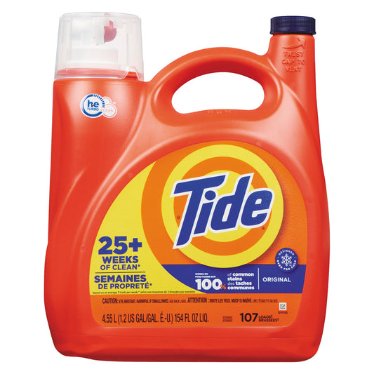 TIDE LIQUID DETERGENT ORIGINAL CLEAN 100 LOADS, 4 X 4.55 L