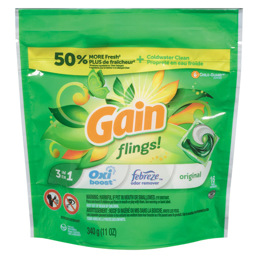 GAIN LAUNDRY PODS FLINGS ORIGINAL, 6 X 340 G