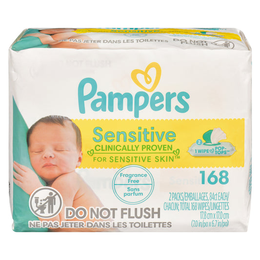 PAMPERS SENSITIVE WIPES 3X PACK, 4 X 168 UN