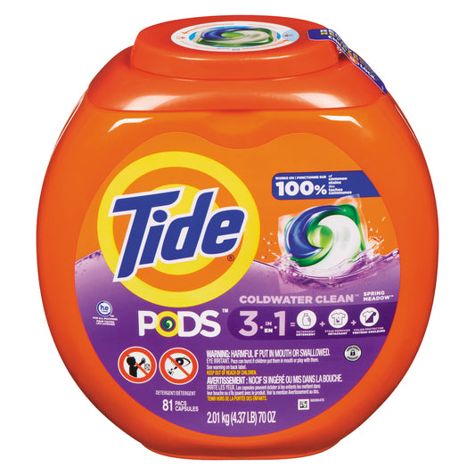 TIDE DETERGENT PODS SPRING MEADOW 81 PODS, 4 X 1.76 KG