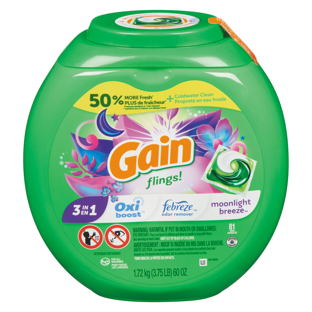 GAIN FLINGS CLEAR MOON 81 PODS, 4 X 1.71 KG