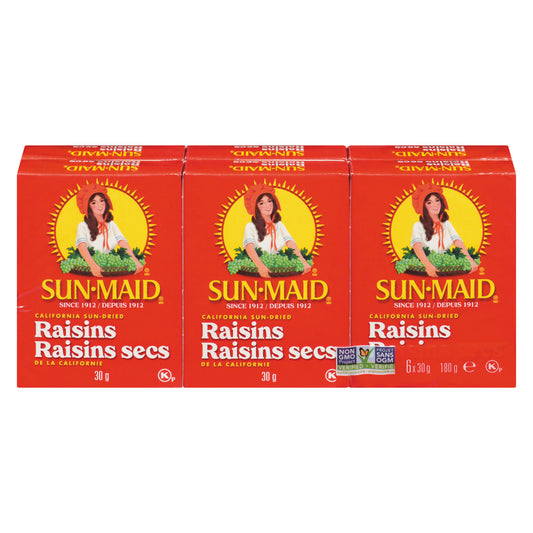 SUNMAID CALIFORNIA RAISINS, 12 X 6 X 30 G