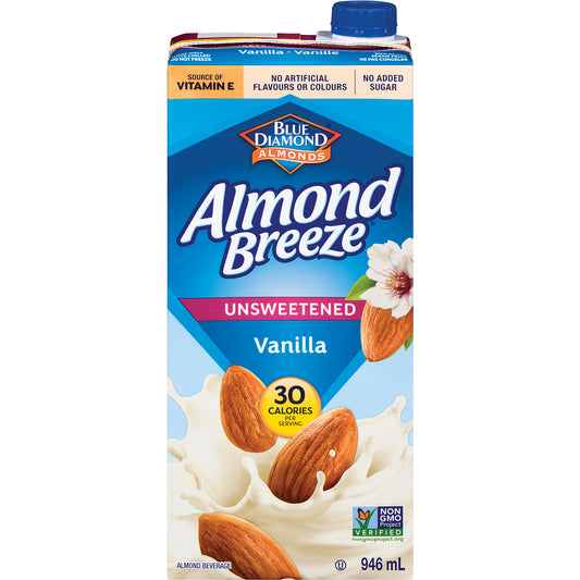 BLUE DIAMOND ALMOND BREEZE VANILLA SUGAR-FREE GLUTEN-FREE, 12 X 946 ML