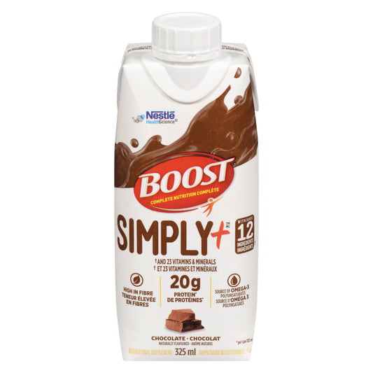 NESTLE BOOST SIMPLY+ CHOCOLATE, 4 X 325 ML