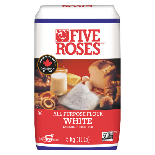 FIVEROSE ALL-PURPOSE WHITE FLOUR, 5 X 5 KG