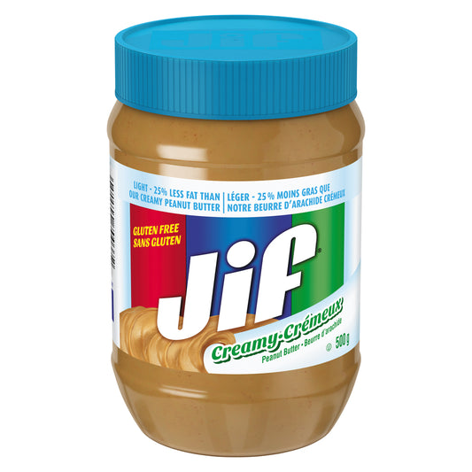 JIF CREAMY PEANUT BUTTER LIGHT, 12 X 500 G