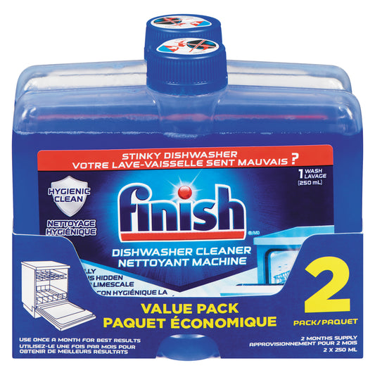 FINISH DUAL ACTION FORMULA DISHWASHER CLEANER, 4 X 2 X 250 ML