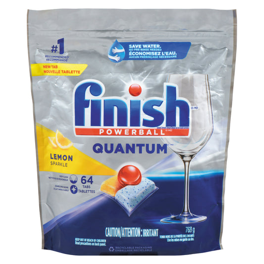 FINISH DISHWASHER POWBALL QUANTUM LEMON, 6 X 64 UN