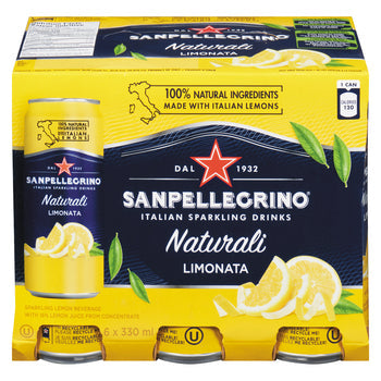 SAN PELLEGRINO, BEVERAGE LIMONATA LEMON, 6 x 330 ML