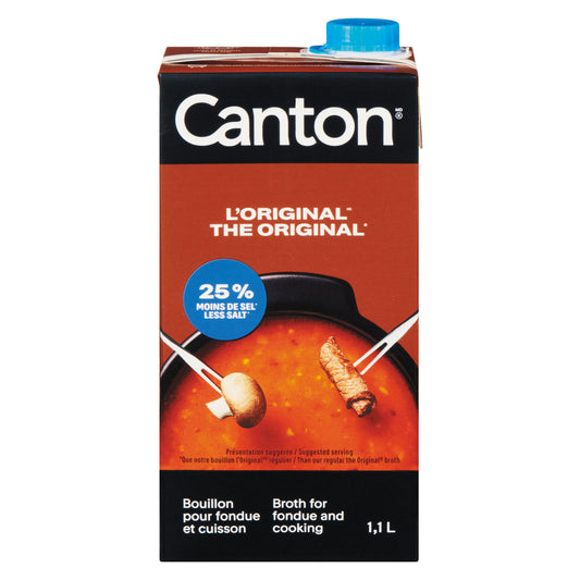 CANTON ORIGINAL FONDUE BROTH LESS SALT, 12 X 1.1 L