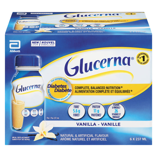 GLUCERNA MEAL REPLACEMENT SHAKE VANILLA, 4 X 6 X 237 ML