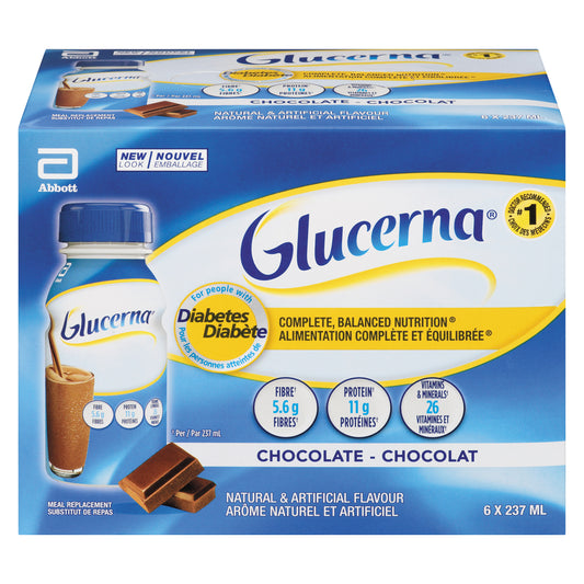 GLUCERNA MEAL REPLACEMENT SHAKE CHOCOLATE, 4 X 6 X 237 ML