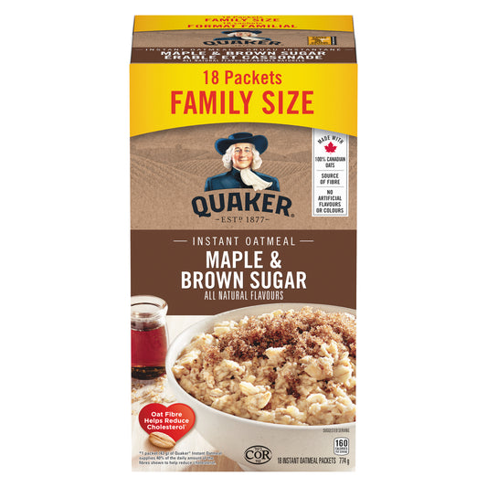 QUAKER OATMEAL MAPLE BROWN SUGAR FAMILY, 8 X 774 G