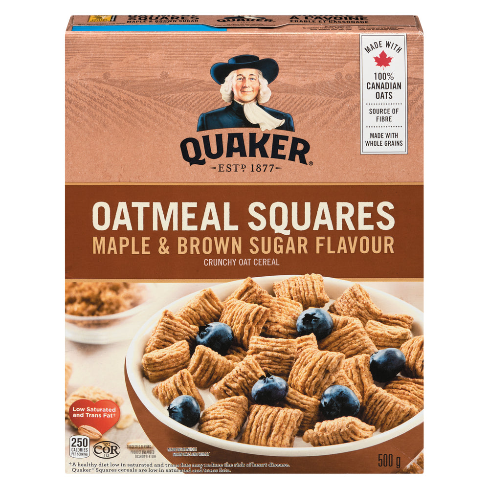 QUAKER CEREAL SQUARES MAPLE BROWN SUGAR, 12 X 500 G