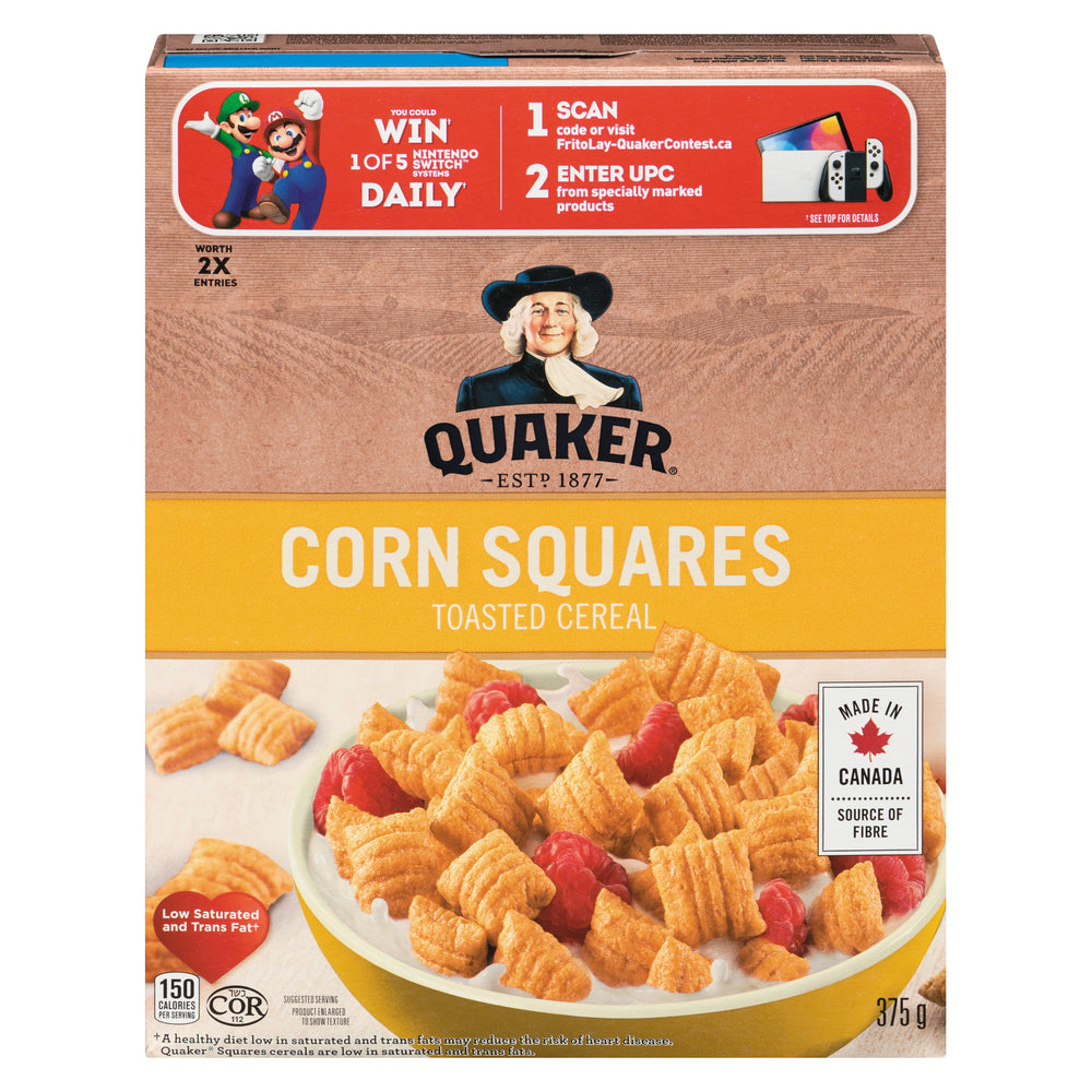 QUAKER CEREAL CORN BRAN SQUARES, 12 X 375 G