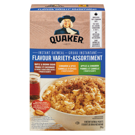 QUAKER OATMEAL 3 FLAVORS, 12 X 314 G