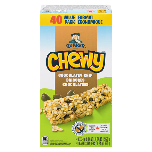 QUAKER CHEWY BARS CHOC CHIP, 8 X 960 G