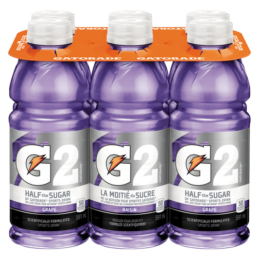 GATORADE, G2 GRAPE SPORTS DRINK, 4 X 6 X 591 ML