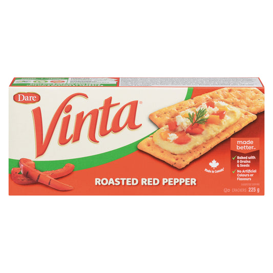 DARE VINTA ROASTED RED PEPPER CRACKERS, 12 X 225 G