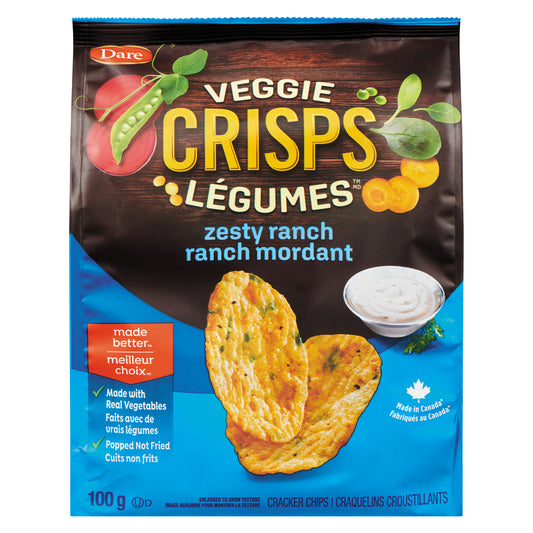DARE VEGGIE CRISPS LEG RANCH FLAVOR, 12 X 100 G