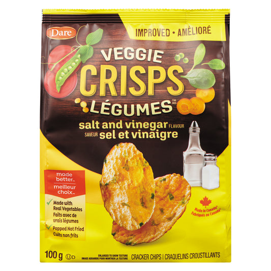 DARE BITE-SIZED VEGETABLES CRISPS SALT & VINEGAR, 12 X 100 G