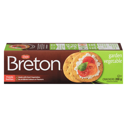 DARE BRETON CRACKERS WITH GARDEN VEGETABLES, 12 X 200 G