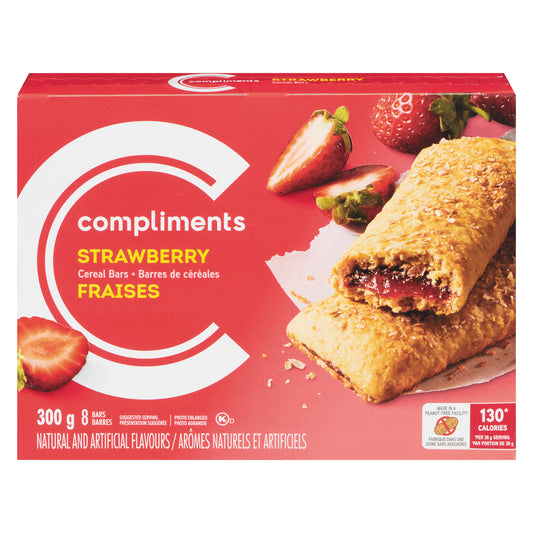 COMPLIMENTS STRAWBERRY FRUIT CEREAL BAR, 12 X 300 G