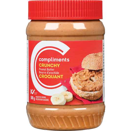 COMPLIMENTS CRUNCHY PEANUT BUTTER, 12 X 500 G