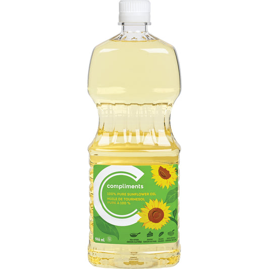 COMPLIMENTS PURE 100% SUNFLOWER OIL, 12 X 946 ML