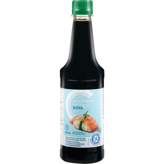 COMPLIMENTS 30% LESS SALT SOY SAUCE, 12 X 450 ML