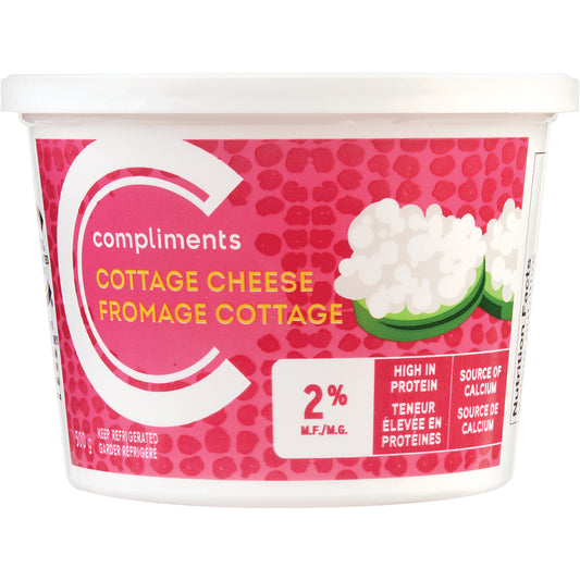 COMPLIMENTS 2% COTTAGE CHEESE, 12 X 500 G