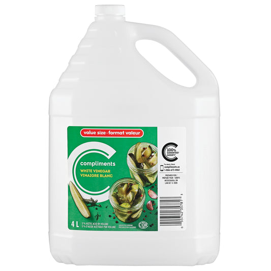 COMPLIMENTS WHITE VINEGAR, 6 X 4 L