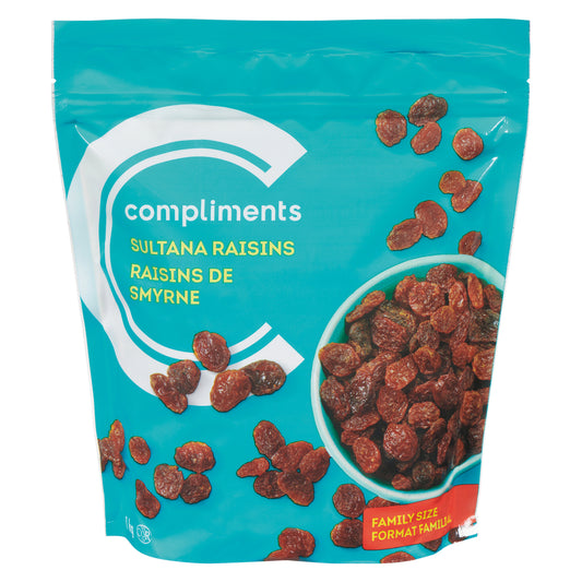 COMPLIMENTS DRIED SULTANA RAISINS, 12 X 1 KG