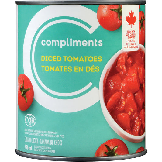 COMPLIMENTS DICED TOMATOES, 24 X 796 ML
