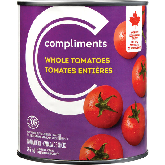 COMPLIMENTS WHOLE TOMATOES, 24 X 796 ML