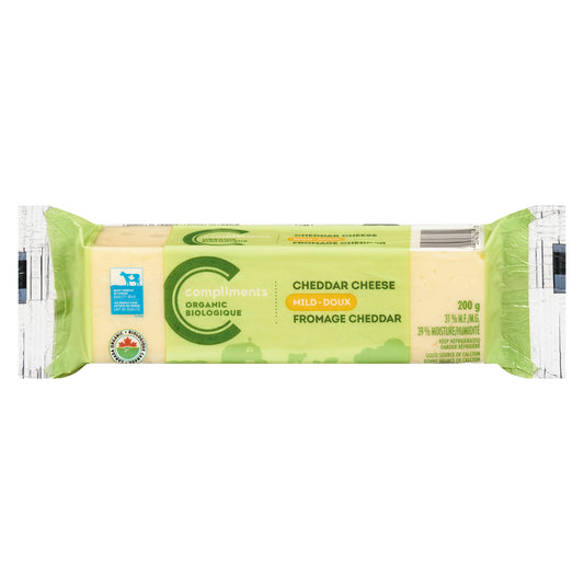 COMPLIMENTS ORGANIC MILD CHEDDAR CHEESE, 14 X 200 G