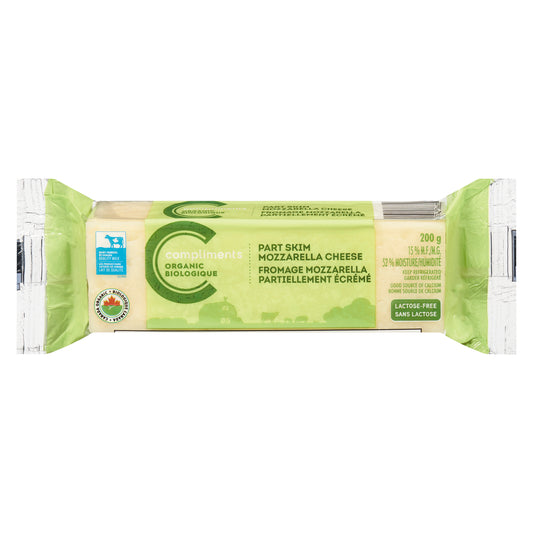 COMPLIMENTS ORGANIC PART-SKIM MOZZARELLA CHEESE, 14 X 200 G