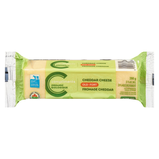 COMPLIMENTS ORGANIC OLD CHEDDAR CHEESE, 14 X 200 G