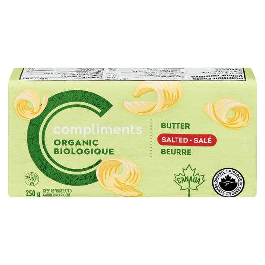 COMPLIMENTS ORGANIC SALTED BUTTER, 12 X 250 G