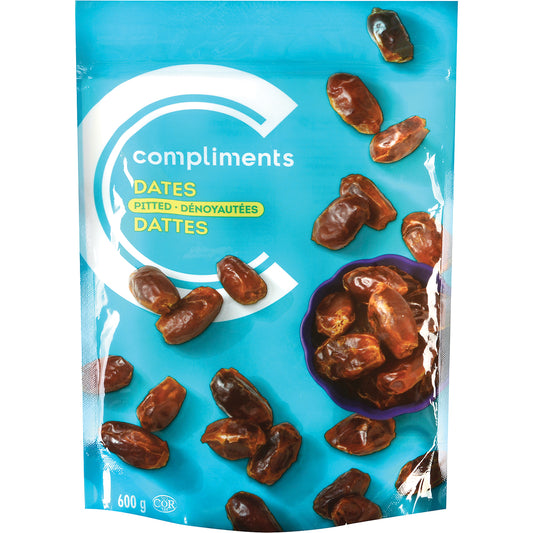 COMPLIMENTS PITTED DATES, 12 X 600 G