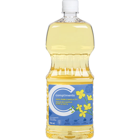 COMPLIMENTS PURE 100% CANOLA OIL, 12 X 946 ML