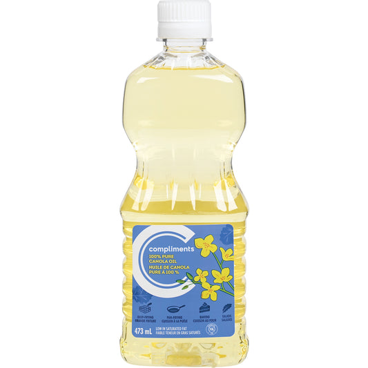 COMPLIMENTS PURE 100% CANOLA OIL, 12 X 473 ML
