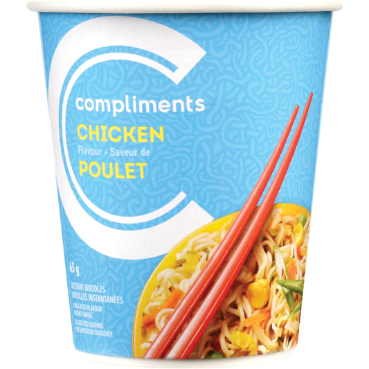 COMPLIMENTS INSTANT CHICKEN CUP NOODLES, 12 X 65 G