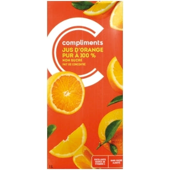 COMPLIMENTS JUICE ORANGE, 12 x 1 L