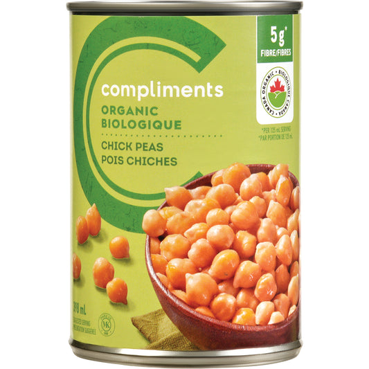 COMPLIMENTS ORGANIC CHICKPEAS, 12 X 398 ML