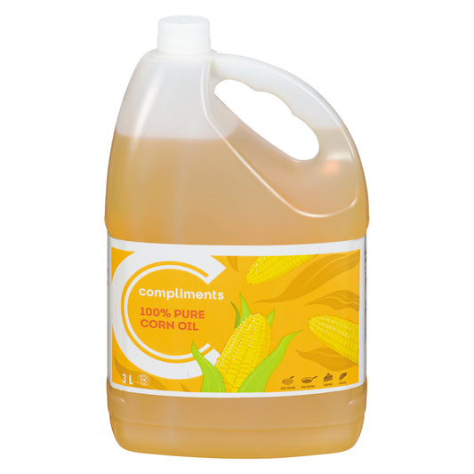 COMPLIMENTS PURE 100% CORN OIL, 4 X 3 L