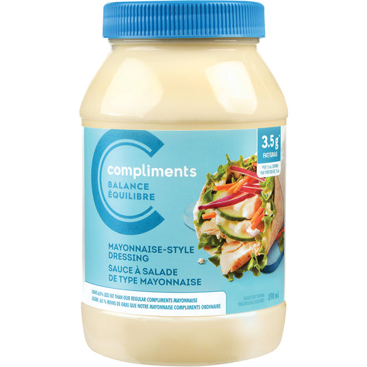 COMPLIMENTS MAYO-STYLE SALAD DRESSING, 12 X 890 ML