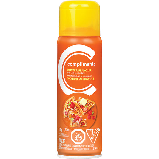 COMPLIMENTS BUTTER FLAVORED COOKING SPRAY , 12 X 170 G