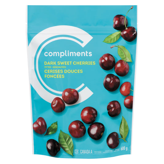 COMPLIMENTS FROZEN DARK SWEET CHERRIES, 12 X 600 G