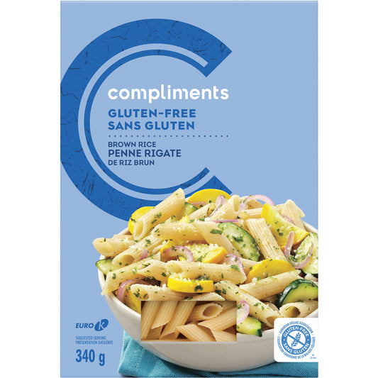 COMPLIMENTS GLUTEN-FREE BROWN RICE PENNE RIGATE, 12 X 340 G